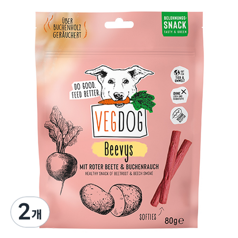 베지독 숯불고기향 독일 강아지 비건 소시지 간식, 비트, 80g, 2개