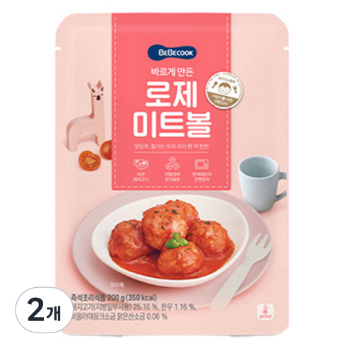 베베쿡 바르게 만든 로제미트볼, 200g, 2개