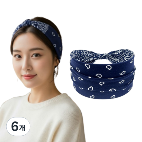 타이드코 세련된 피트니스 런닝 요가 헤어스카프, 블루, 6개