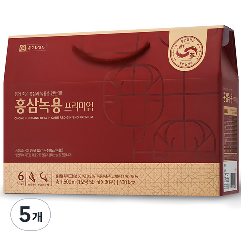 종근당건강 홍삼녹용 프리미엄, 30회분, 5개