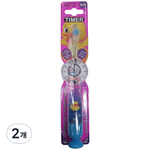 비브라이트 캐릭터 LED 타이머 동물친구 어린이 칫솔, 오리(블루), 1개입, 2개
