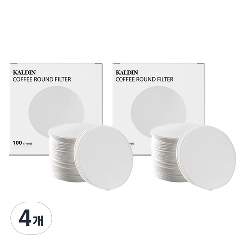 칼딘 모카포트 포터필터 여과지 더치커피기구 올 라운드 필터 화이트 53mm, 100개입, 4개