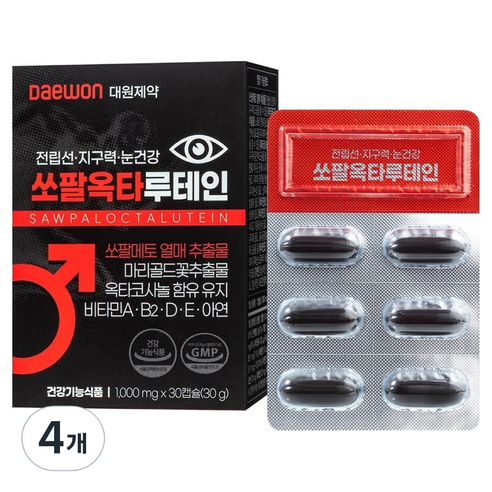 대원제약 전립선 지구력 눈건강 쏘팔옥타 루테인 30g, 30정, 4개