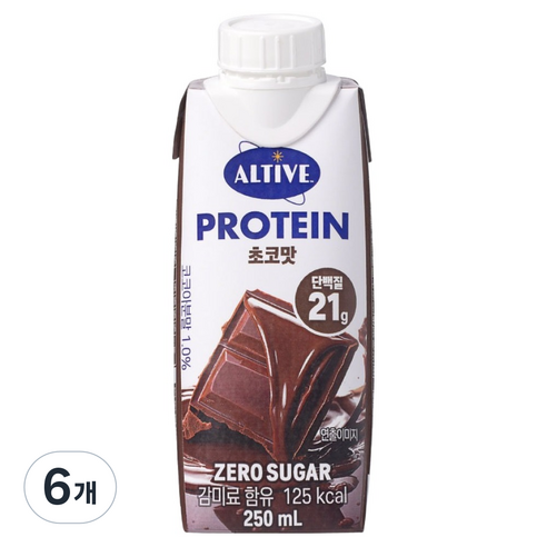 얼티브 프로틴 초코맛, 250ml, 6개