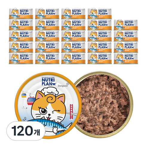 동원뉴트리플랜 고양이 간식캔, 참치와 고등어, 90g, 120개