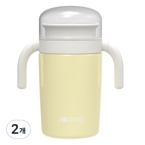 주니 360 스테인리스 자기주도 컵, 330ml, 2개, 옐로우