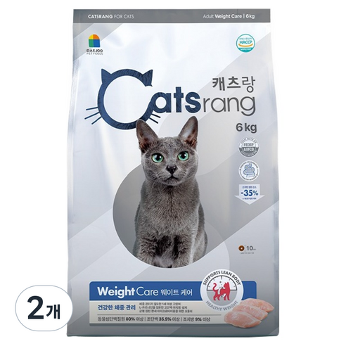 캐츠랑 어덜트 고양이 기능성 웨이트 케어 체중조절 사료, 면역/항산화, 6kg, 2개