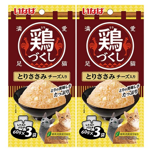 챠오츄르 고양이 치킨가득파우치 3p, 혼합맛(닭가슴살/치즈), 180g, 2개