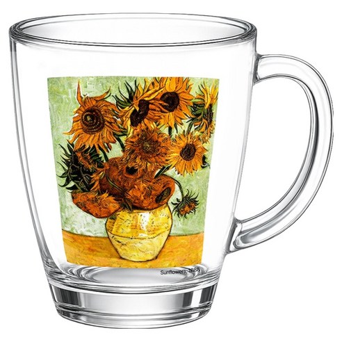 발룬피니 고흐그림 유리 물컵 380ml, 해바라기, 1개