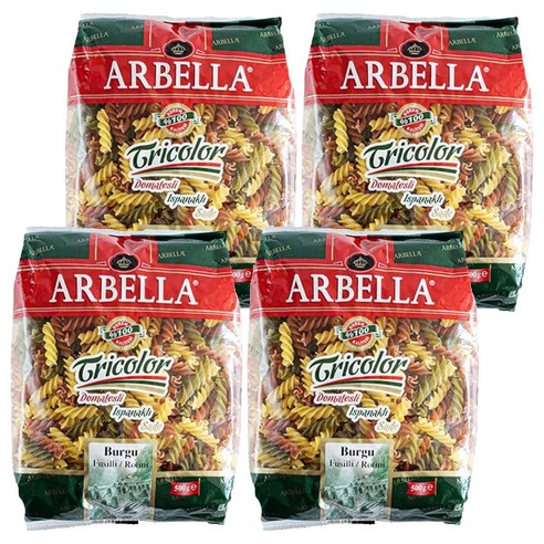 아르벨라 듀럼기다 삼색 푸질리 파스타면, 500g, 4개