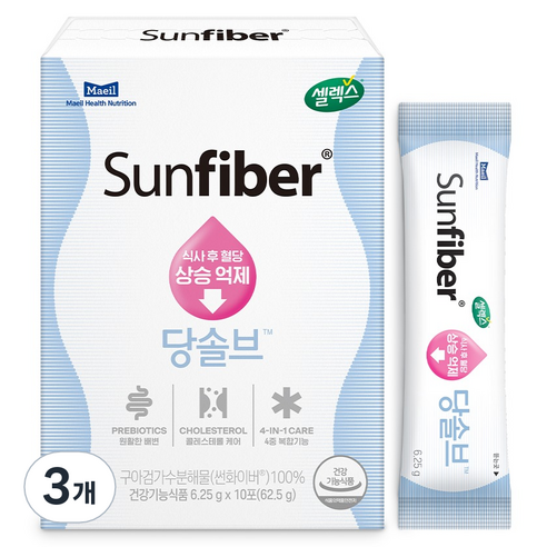셀렉스 썬화이버 당솔브 구아검 프리바이오틱스 6.25g, 10회분, 3개