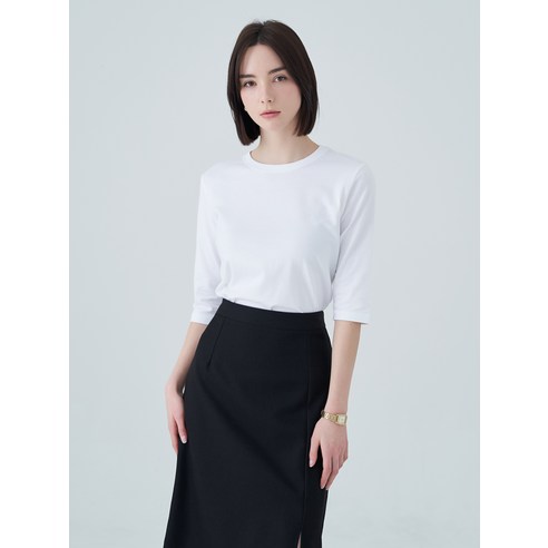 ELLE PARIS 여성용 스트레치 7부 티셔츠 이미지 2