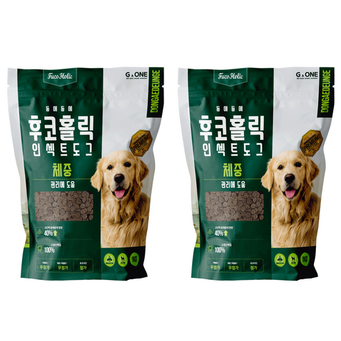 후코홀릭 전연령 도그 동애등에 프리미엄 체중 소프트사료, 곤충, 1kg, 2개