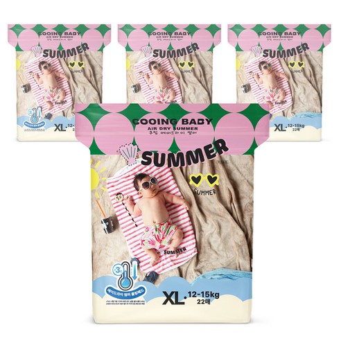 Cooing 에어드라이 썸머 팬티형 기저귀 남여공용, 특대형(XL), 88매