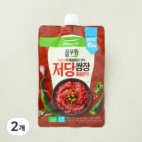 풀무원 저당쌈장 매콤한맛 (냉장), 180g, 2개