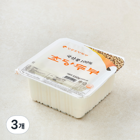 강릉초당두부 국내산 콩 초당두부, 550g, 3개