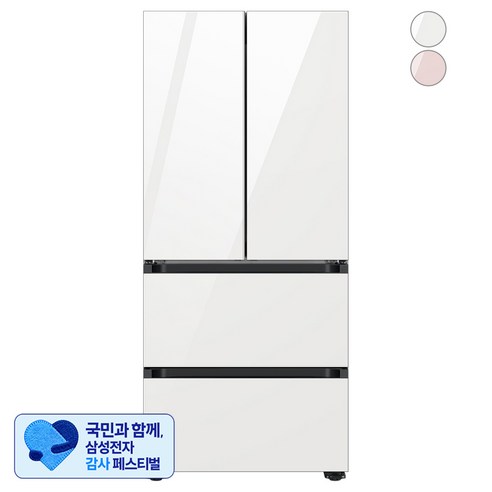 [삼성 감사 페스티벌] [색상선택형] 삼성전자 BESPOKE AI 김치플러스 4도어 냉장고 키친핏 420L 방문설치, 글램화이트,글램화이트, RQ42DB94R3AP