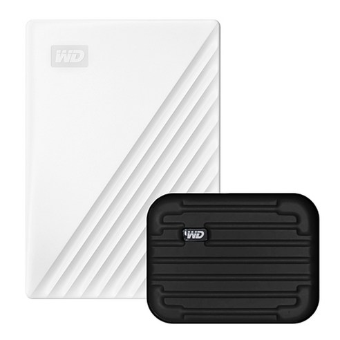 WD My Passport 휴대용 외장하드 + 파우치, 2TB, 화이트 상품 사진