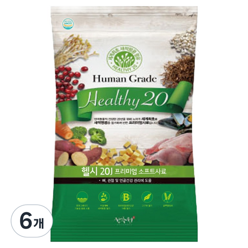 헬시20 강아지 J 프리미엄 소프트 사료, 가수분해 닭고기, 1kg, 6개