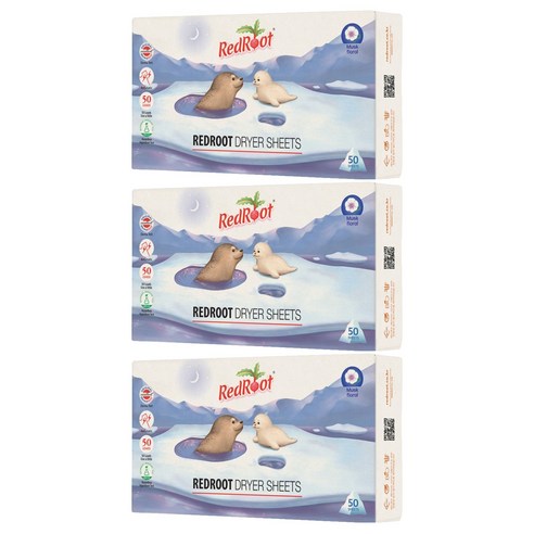 레드루트 건조기 시트 섬유유연제 머스크플로랄향, 50개입, 3개