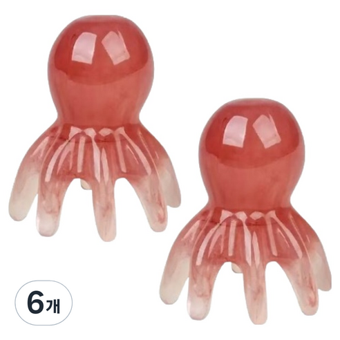 휴올리 두피 머리 지압 괄사 마사지기, 6개, 핑크
