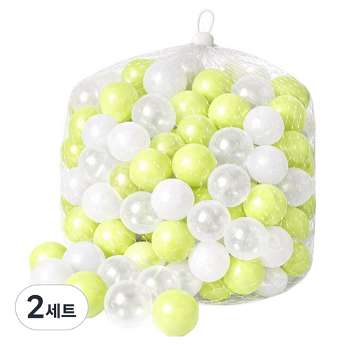 조이올리 유아용 볼풀공 7cm 대용량 100p, 그린+화이트, 2세트