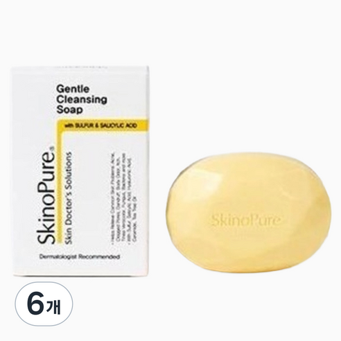 스키노퓨어 피지 민감성 보습 유황 젠틀 클렌징 비누, 100g, 6개입
