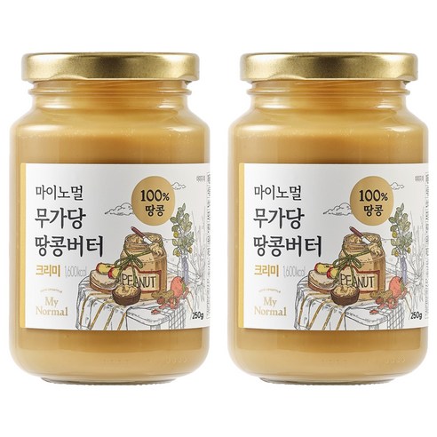 마이노멀 무가당 땅콩버터 100% 크리미, 250g, 2개