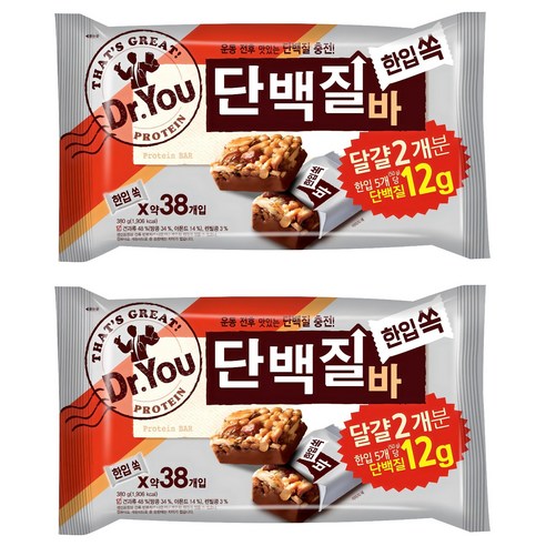 닥터유 단백질바, 380g, 2개