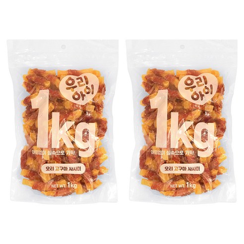 데이스포 강아지 우리아이 사사미, 오리+고구마, 1kg, 2개