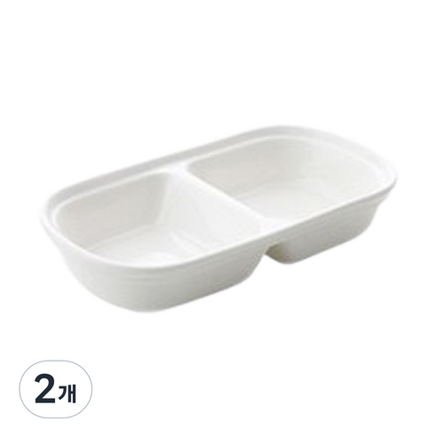 젊은이마켓 도자기 2절 종지 나눔접시, 화이트, 2개