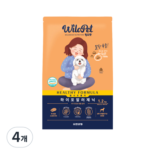 윌로펫 전연령용 강아지 헬시포뮬러 기능성 소프트사료 하이포알러제닉, 4개, 1.2kg