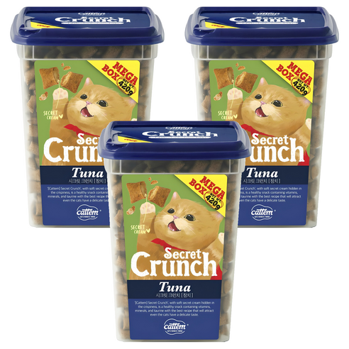 캣템 고양이 시크릿 크런치 메가박스 간식 참치 × 420g × 3개, 참치 × 420g × 3개 섬네일