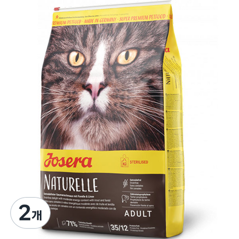 요세라 어덜트 내추럴캣 그레인프리 건식사료, 오리, 2kg, 2개