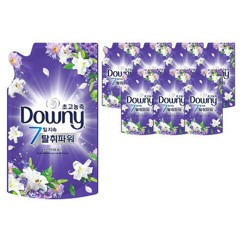 다우니 7일지속 탈취파워 초고농축 섬유유연제 화이트티와 릴리 리필 4.1L × 2개