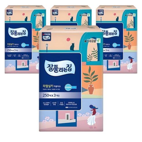 잘풀리는집 리얼실키 천연펄프 미용티슈 2겹 250매, 12개 솔직 후기 | 실사용자 리뷰 분석 - 상품 이미지 1
