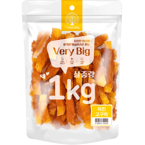 더내추럴 강아지 베리빅 육포, 혼합맛(치킨/고구마), 1kg, 1개