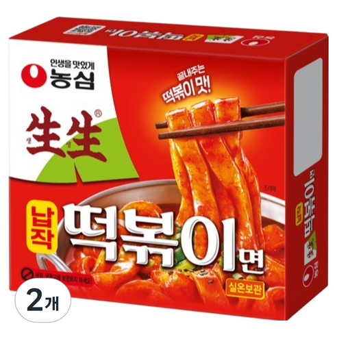 농심 생생 납작 떡볶이면, 258g, 2개