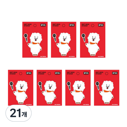 라인프렌즈 BT21 소프트데코스티커, 알제이, 21개