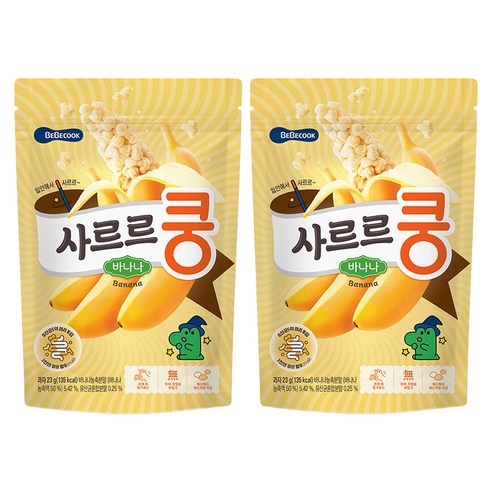 베베쿡 유아용 사르르쿵 과자, 바나나, 2개, 23g