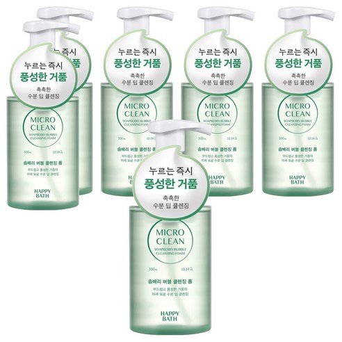 해피바스 마이크로 클린 솝베리 버블 클렌징폼, 6개, 300ml
