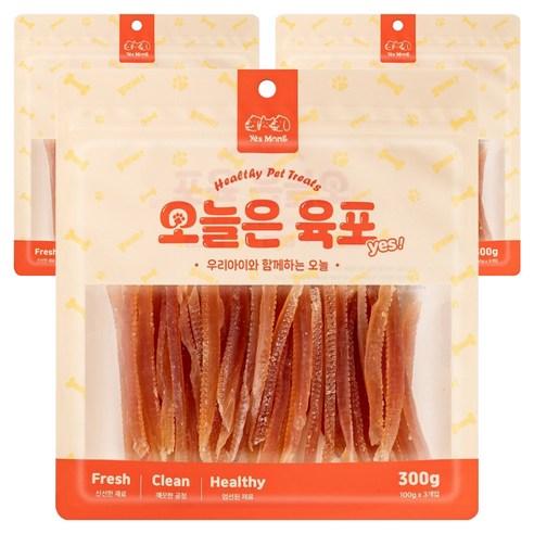 예스몽 오늘은 육포 강아지 간식, 닭가슴살 소프트스틱, 300g, 3개