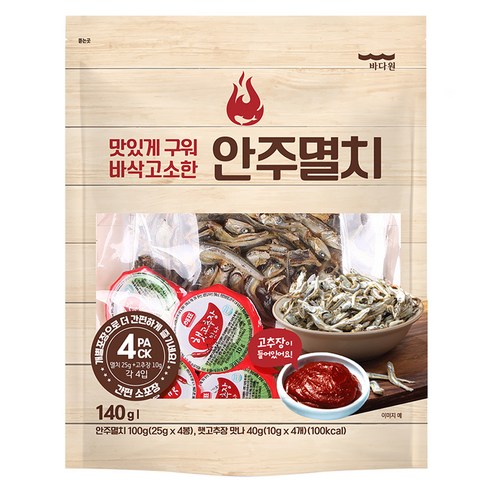 바다원 구운 안주 멸치 + 고추장 세트 140g, 140g, 1개