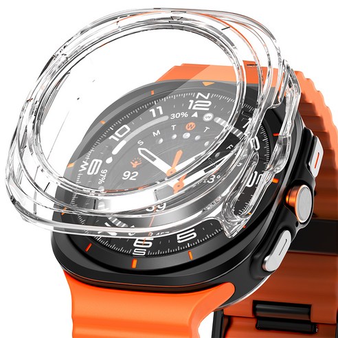 누아트 갤럭시워치 하드 케이스 풀커버 액정보호 강화유리 47mm 1개입, 투명, 1개