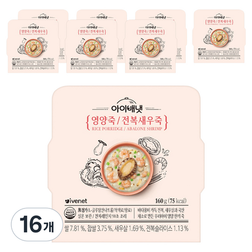 아이배냇 아동용 영양 전복새우 죽, 160g, 16개