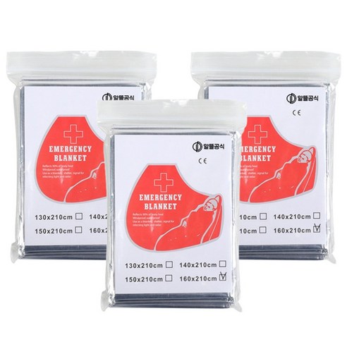 알뜰공식 비상용 보온 은박 담요 대 160 x 210 cm, 실버, 3개