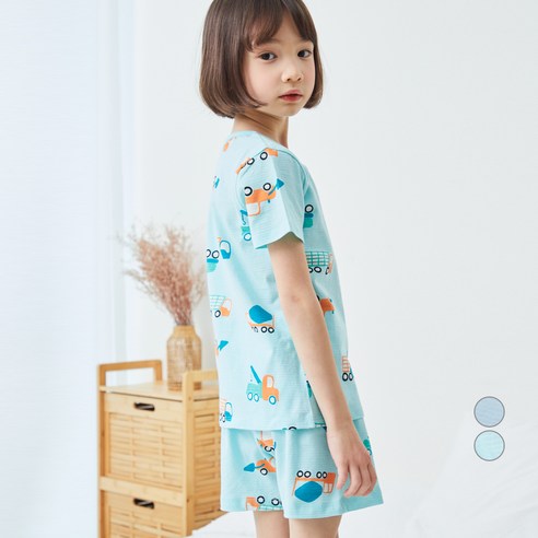 롤리트리 아동용 쟈가드 중장비 반팔 실내복 상하의 세트