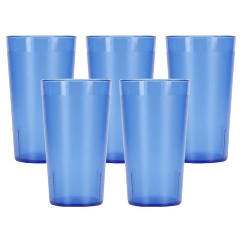 리빙메이트 국산 PC 안깨지는 물컵 340ml, 청색, 5개