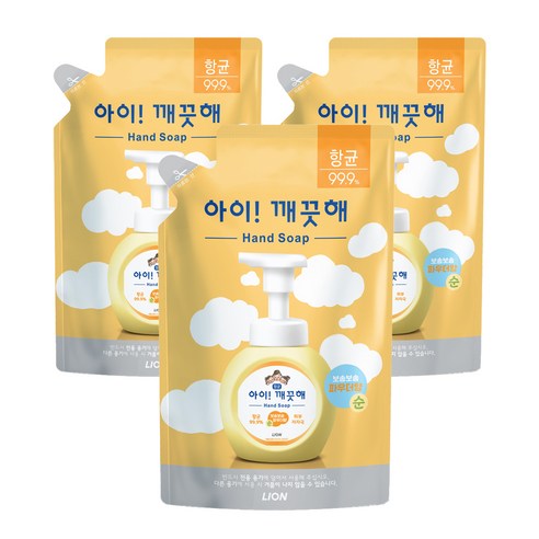 아이깨끗해 핸드워시 순 파우더향 리필용, 450ml, 3개