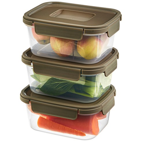 코멧 홈 국내생산 눈금이 있고 겹쳐서 보관하는 편리한 BPA FREE 밀폐용기, 3개, 920ml